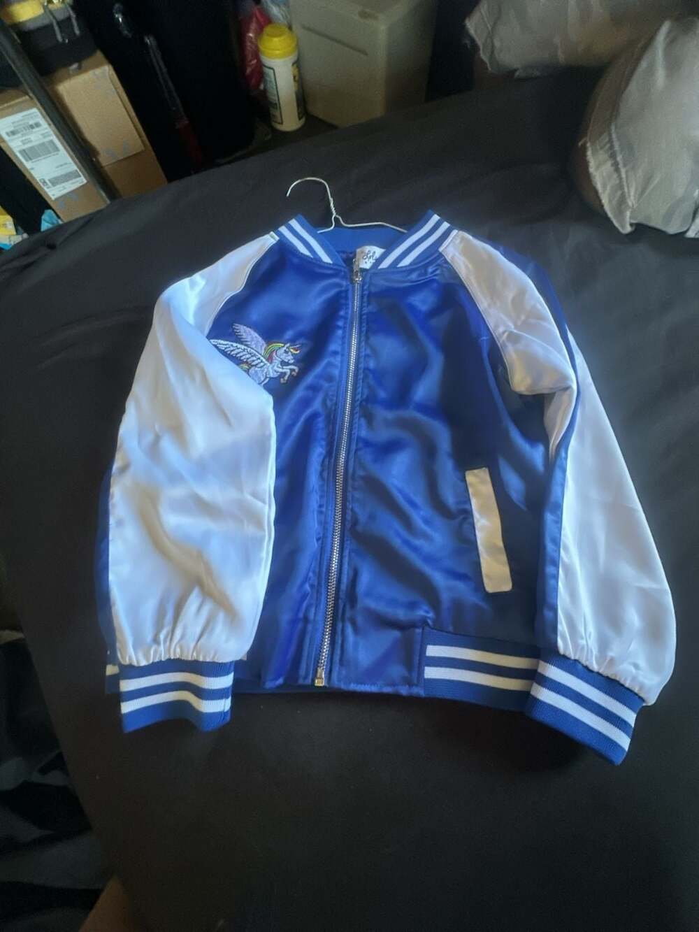 Lola & The Boys Embroidered Unicorn Bomber Jacket